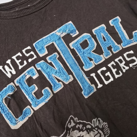 Vtg Y2K Brown White Tiger T Shirt Embroidered Stitched Varsity Lettering Urban - Picture 2 of 9